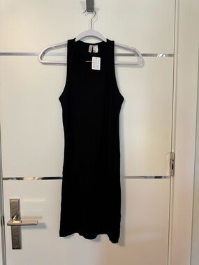 Black Ribbed Tank Dress - Women